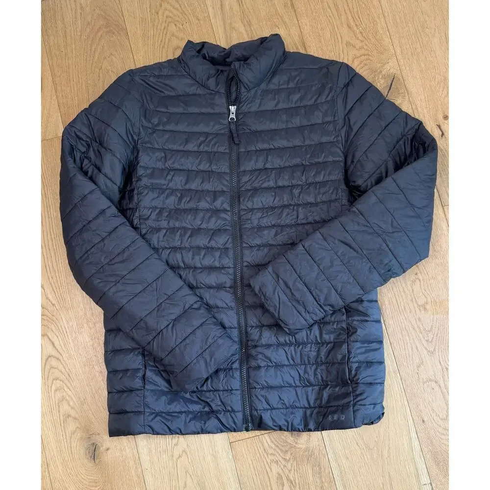 Lands End Kids ThermoPlume Packable Jacket XL 18-20 Black Lightweight Puffer